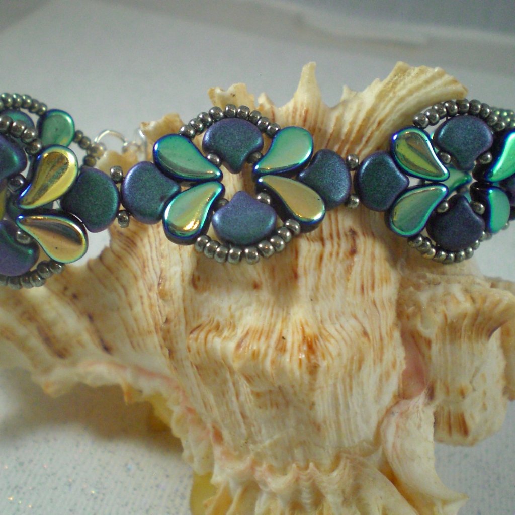 Ginko Rosalie Bracelet/Earrings; Hand Beaded, Dangle Earrings, Jewelry Set
